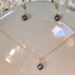 Parure "Poemoana" Boucles d'oreilles et pendentif